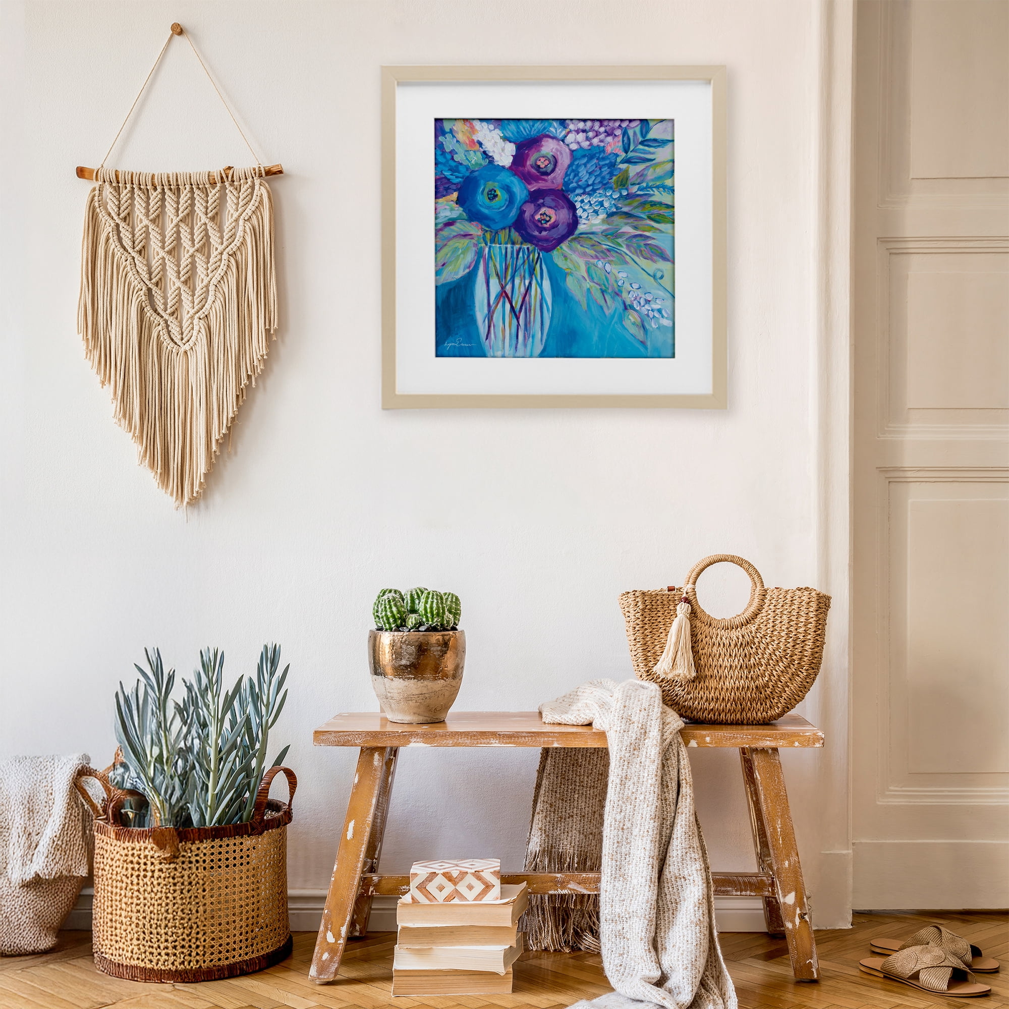 Stupell Industries True Blue Flower Bouquet Birch Framed Print Under Glass, design by Lynn Ericson Fine Art