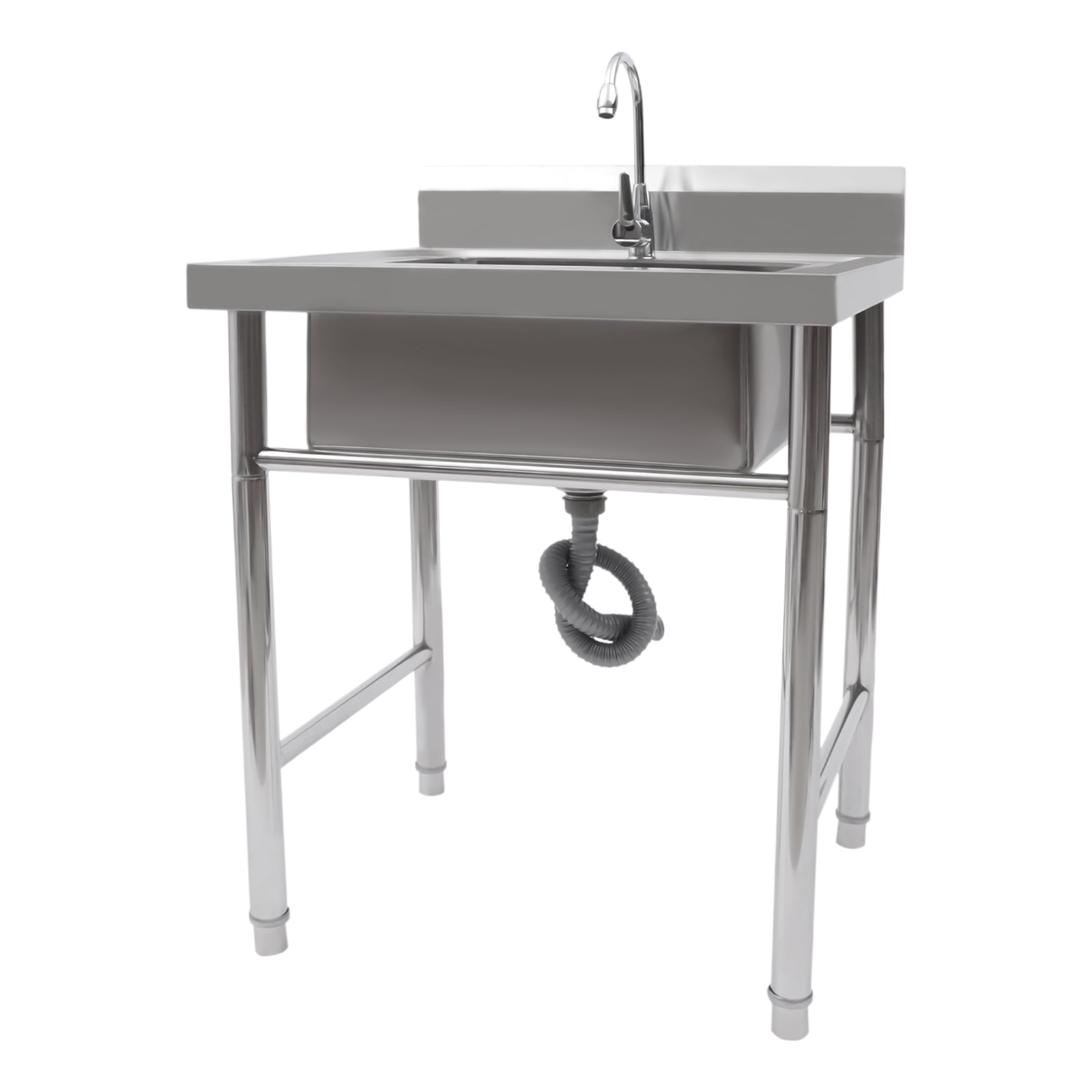 Upgraded Free Standing 304 Stainless Steel Utility Sinks for Laundry Room with Backsplash, Industrial Garage Sink Commercial Sink for Restaurant, Workshop