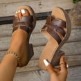 thumbnail image 2 of Platform Sandal for Women High Heel Clogs Strap Mules Backless Slippers Slip On Slides Sandals omen Square Open Toe Platform Stacked Block High Heels Slip on Casual Indoor Outdoor Shoes, 2 of 9
