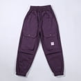 thumbnail image 6 of Cargo Pants Kids Relaxed Fit Baggy Pants Kids Wide Leg Purple Cargo with Pocket Girls Pants Size 4-5 Years, 6 of 9