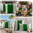 thumbnail image 5 of Green Vintage Outdoor Waterproof Pillow Covers, Geometric Stripes Simple Lines Decorative Square Throw Pillowcase Sofa Cushion Sham for Patio/Couch/Chair, 24"x24" 2 Pack, 5 of 8