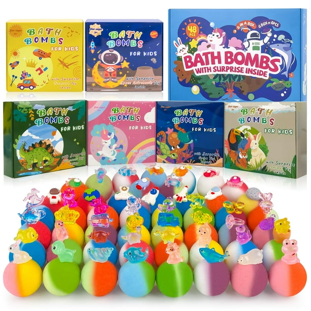 Juego de bombas de baño BYGGVIR, 48 unidades, para niños, con interior de juguete y aromas