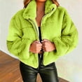 thumbnail image 3 of HOOJT Clearance! Women's 2024 Winter Coats Cropped Lapel Jacket Faux Furs Long Sleeve Pockets Shaggy Warm Cardigan Outerwear Fall Clothes, 3 of 4