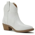 thumbnail image 2 of Soda Women Cowboy Western Stitched Ankle Boots Pointed Toe Short Low Block Heel Booties JORIAH-S White 9, 2 of 4