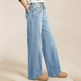 thumbnail image 5 of Wutalume High Waisted Jeans for Women Retro Straight Leg, Classic Vintage Wash Denim Pants, Comfortable Fit for Casual Wear,Light Blue XL, 5 of 6