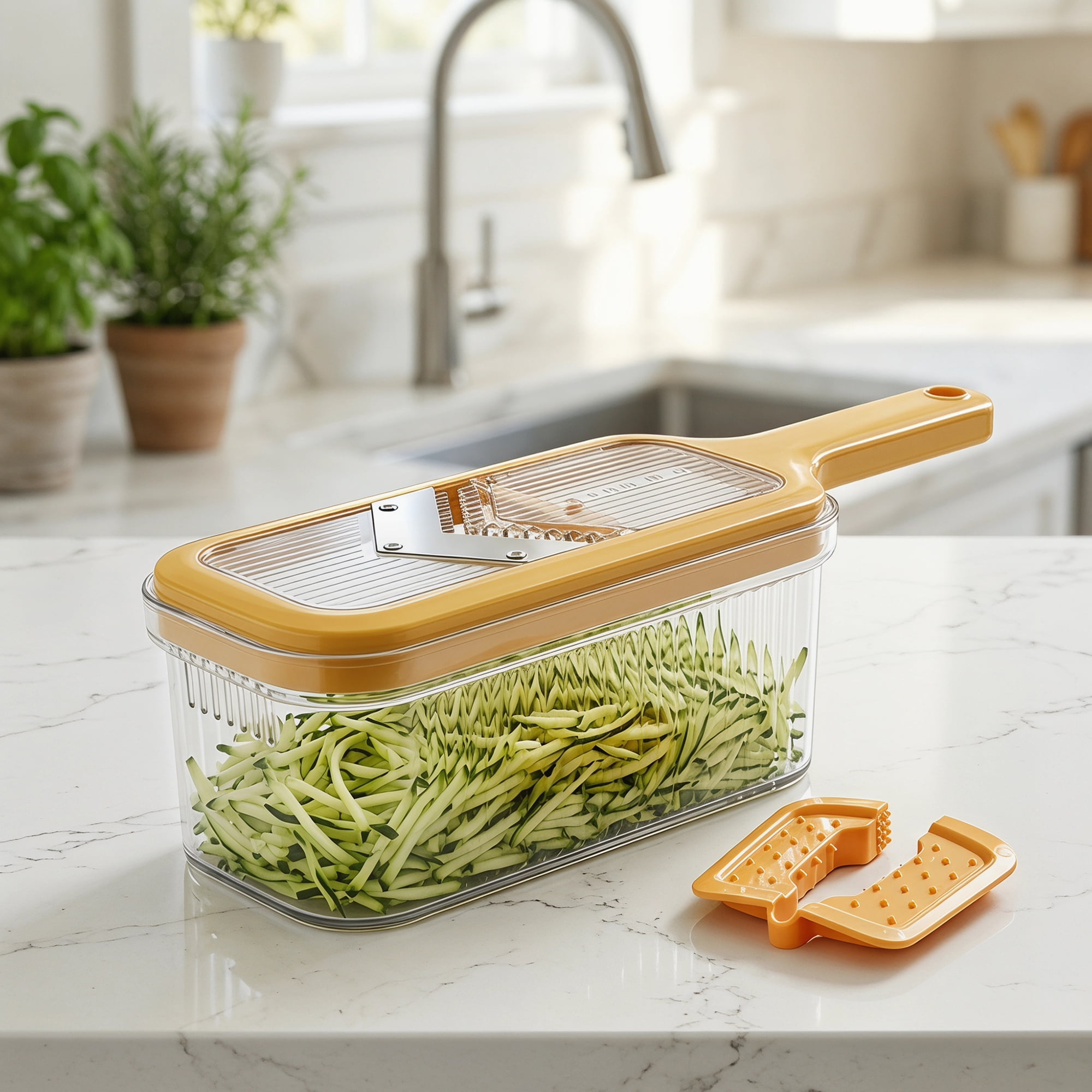 Unique Bargains Versatile 3-in-1 Vegetable Slicer and Chopper for Home Yellow B 13.2"x4.3"
