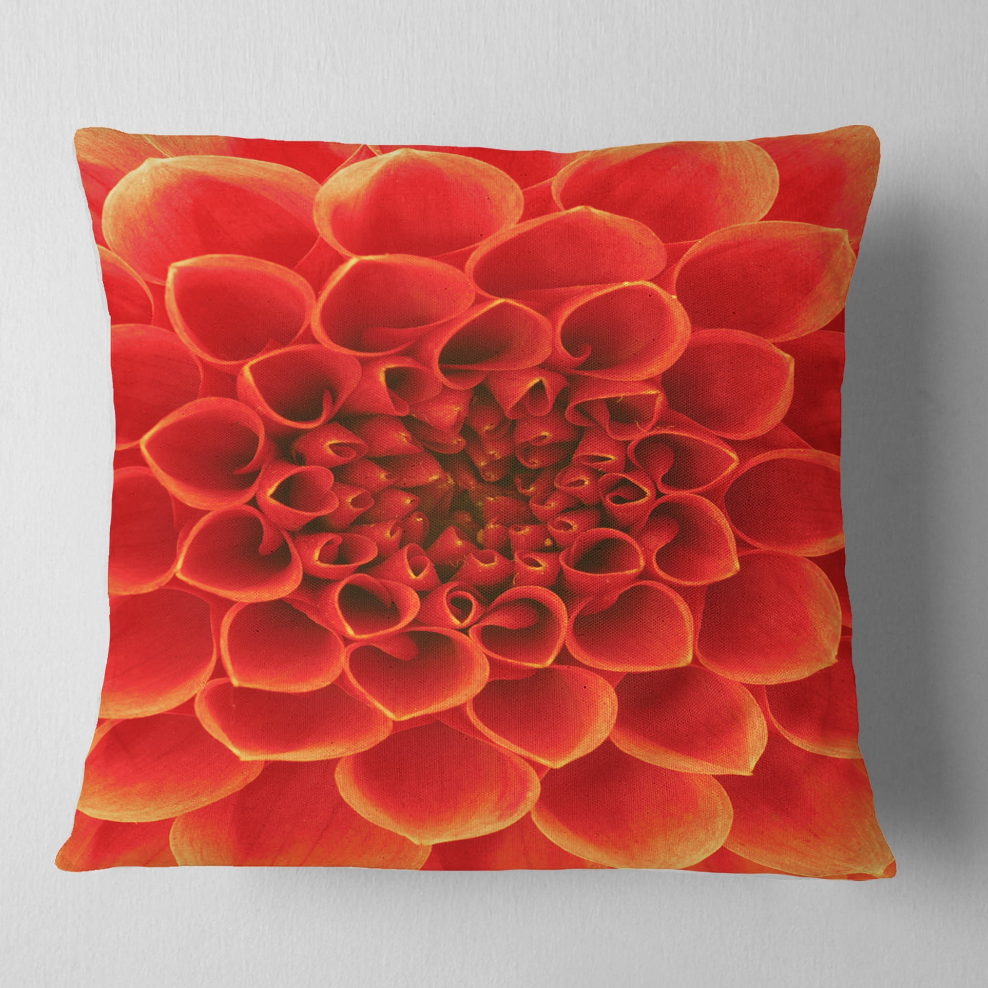 Designart 18" x 18" Orange Polyester Throw Pillow