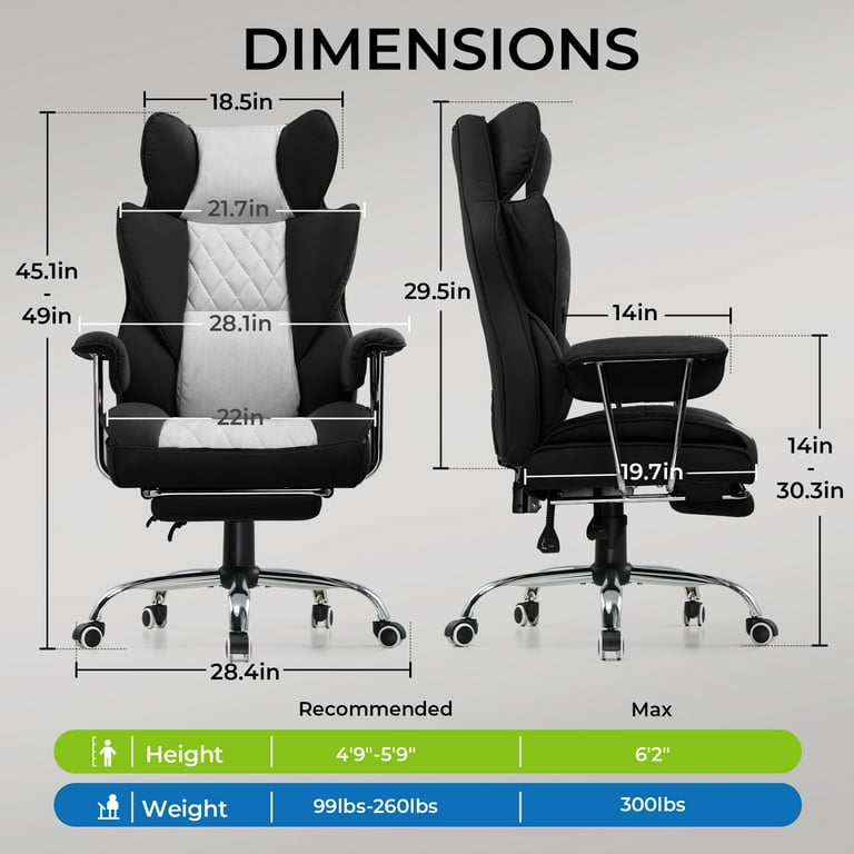 GTRACING Gaming Chair Ergonomic Fabric Reclining Chair With Footrest
