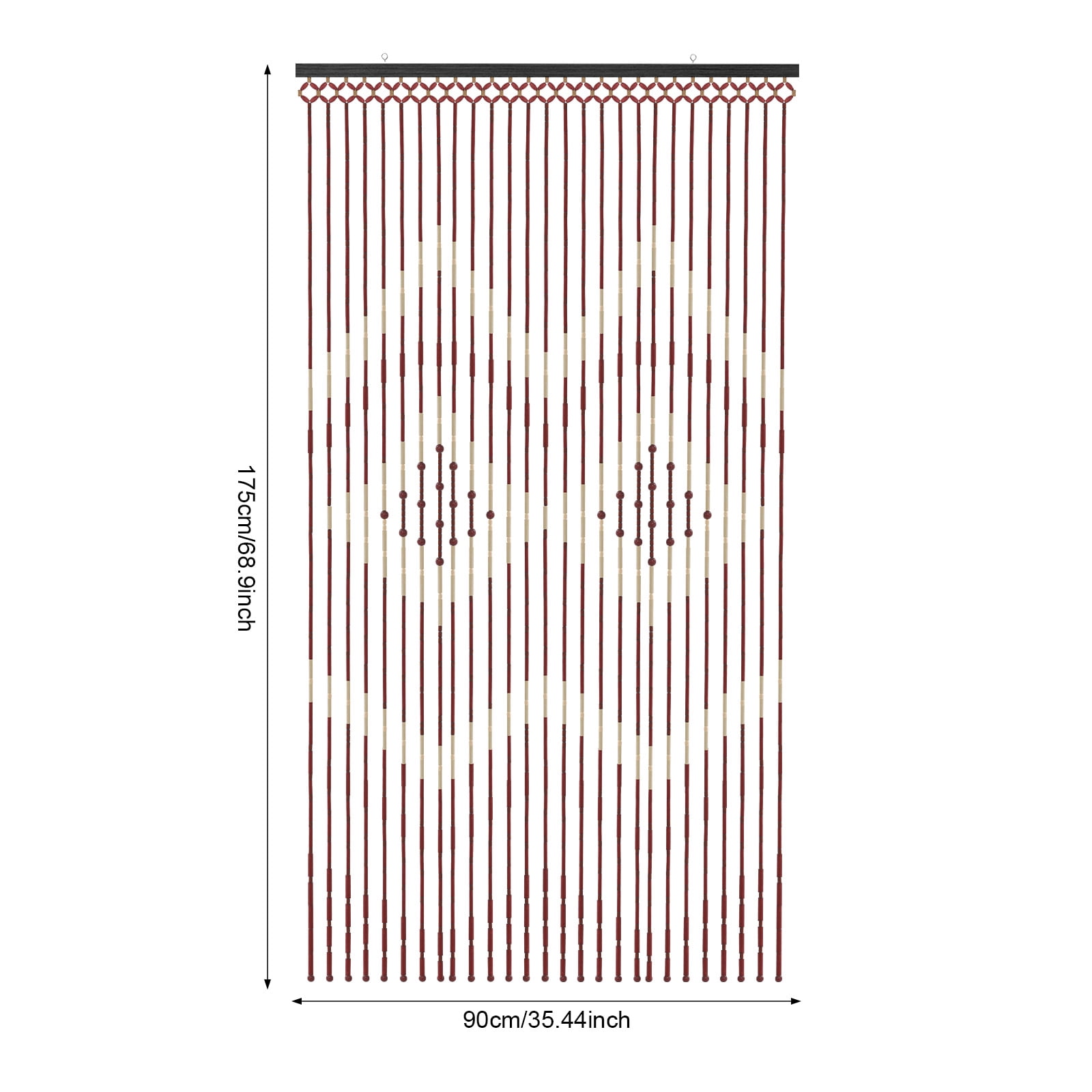Vintage Chinese Style Door Curtains Wood Beaded Doorway Curtain with 27 Strands Door String Curtains for Doorways for Bedroom Balcony Courtyard Privacy Decor