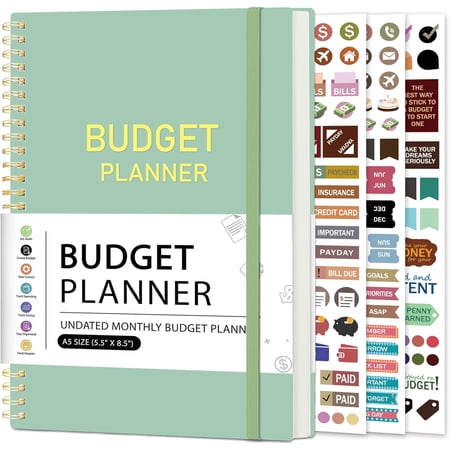 Budget Planner-Monthly Budget Book with Expense Tracker Notebook/Accounting Book, A5 Monthly Financial Organizer Planner, Manage Your Money Effectively, Start Anytime, 1 Year Use, Green