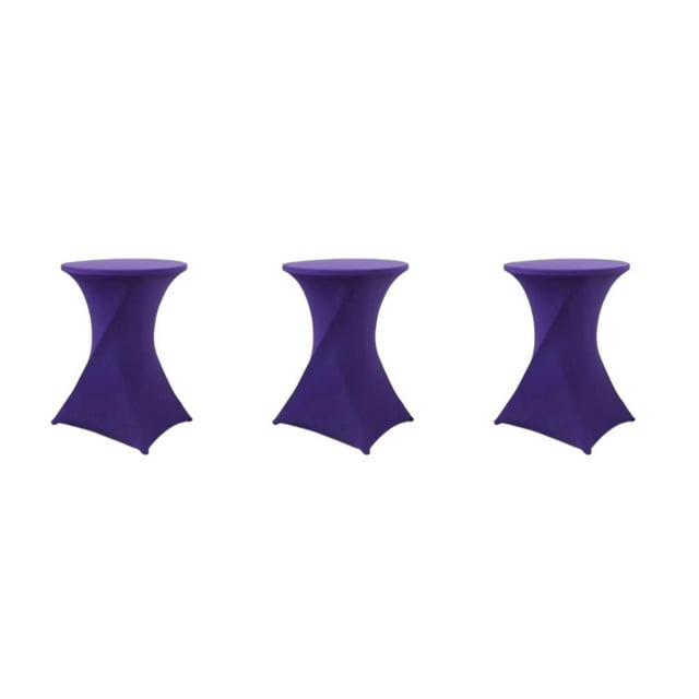 kurtrusly Polyester Hotel Wedding Party Table Cover Stretch Round Tablecloth For Easy Care Versatile Easy Wash purple 3Set