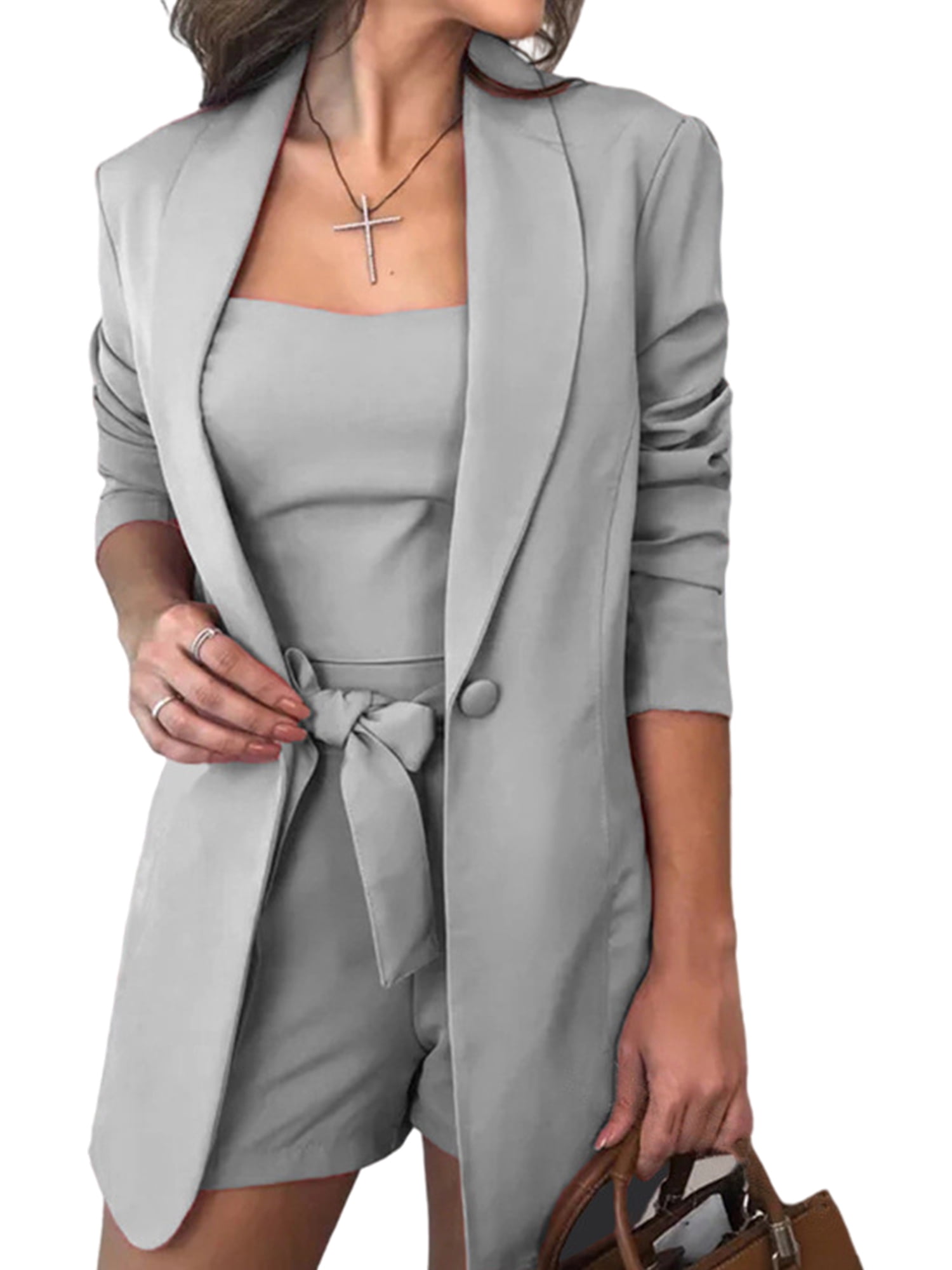 Avamo Women Long Sleeve Blazers and Shorts Set Casual 3 Piece Outfits  Cocktail Evening Party Elegant Suit Sets - Walmart.com