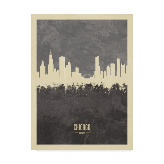 Trademark Fine Art 'Chicago Illinois Skyline Gray' Canvas Art by Michael Tompsett