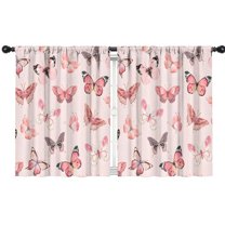 Blackout Kids Curtains,Pink Butterfly Pink Wings Pattern Childrens Insulated Curtains Set Of 2,Bedroom Essentials,Toddler Room Decor 42"x54"
