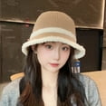 thumbnail image 3 of Xfvqtps Womens Cloche Bucket Hat Knit Chunky Dome Top Winter Color Matching Windproof Coldproof Warm Fall Winter Fishing Hat Khaki, 3 of 4