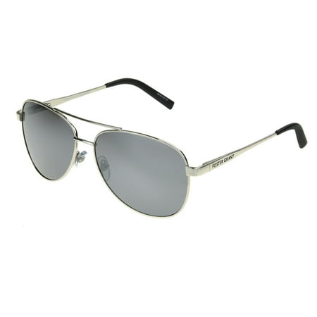 Foster Grant Men's Silver Polarized Aviator Sunglasses FF11