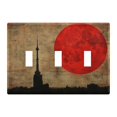 thumbnail image 2 of Dailycode Light Switch Plate Covers 2 Gang Wall Plate Plastics Outlet Covers for Kitchen Home Office Decor Red Sun and City, 2 of 8
