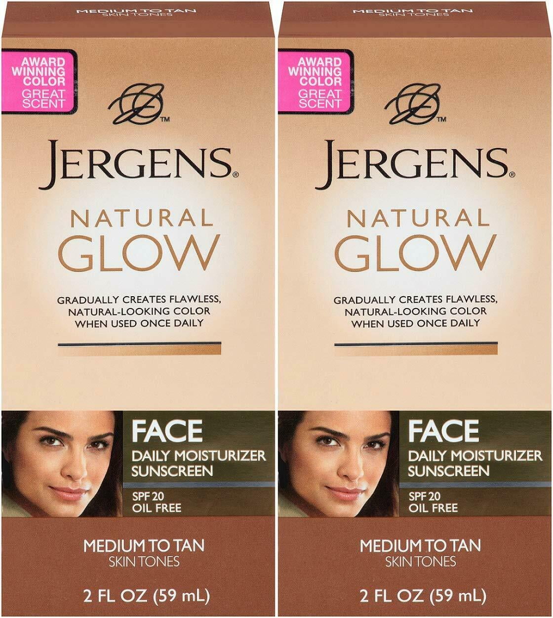 Jergens Natural Glow Face Daily Moisturizer Sunscreen SPF 20, Medium To