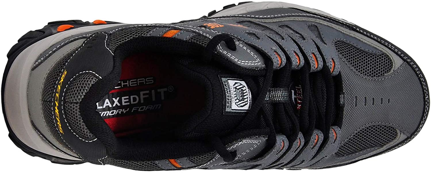 Skechers Men Cankton Athletic Steel Toe Work Sneaker, Charcoal/Orange, 12 M US - image 3 of 7