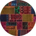 thumbnail image 1 of Ahgly Company Machine Washable Indoor Round Abstract Burgundy Red Area Rugs, 3' Round, 1 of 7