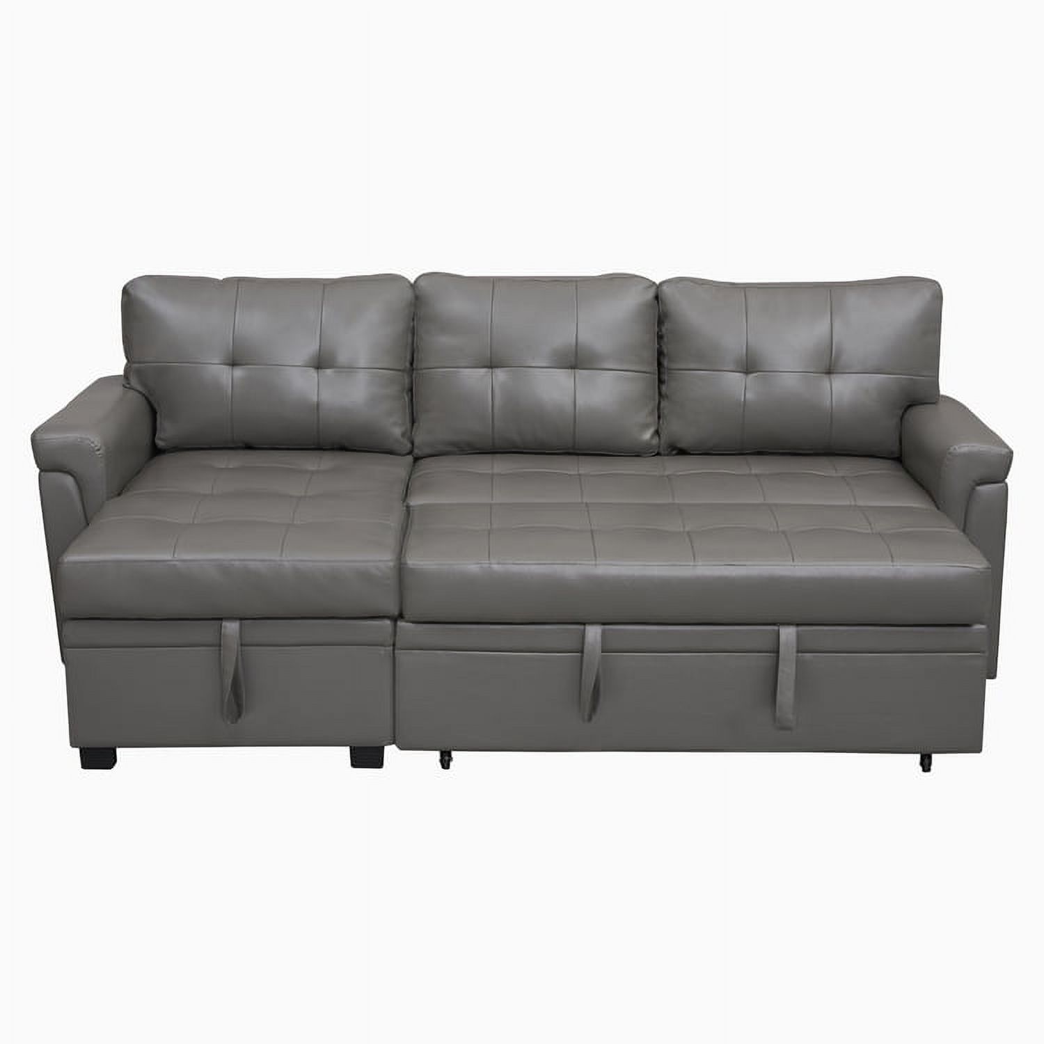 78 in. W Convertible Sleeper Sectional Sofa, L Shaped Couch for Small Space Living Room, Storage Chaise, L Shaped Pull Out Sofa - Gray,Air Leather