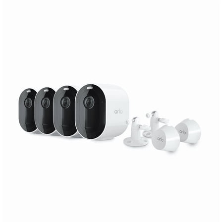 Open Box Arlo Pro 4 2K Spotlight Camera Bundle, White, (4 Cameras)