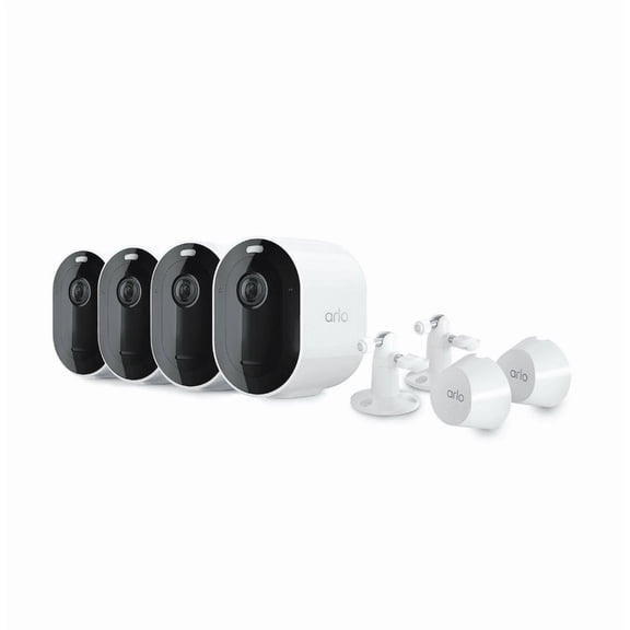 Open Box Arlo Pro 4 2K Spotlight Camera Bundle, White, (4 Cameras)