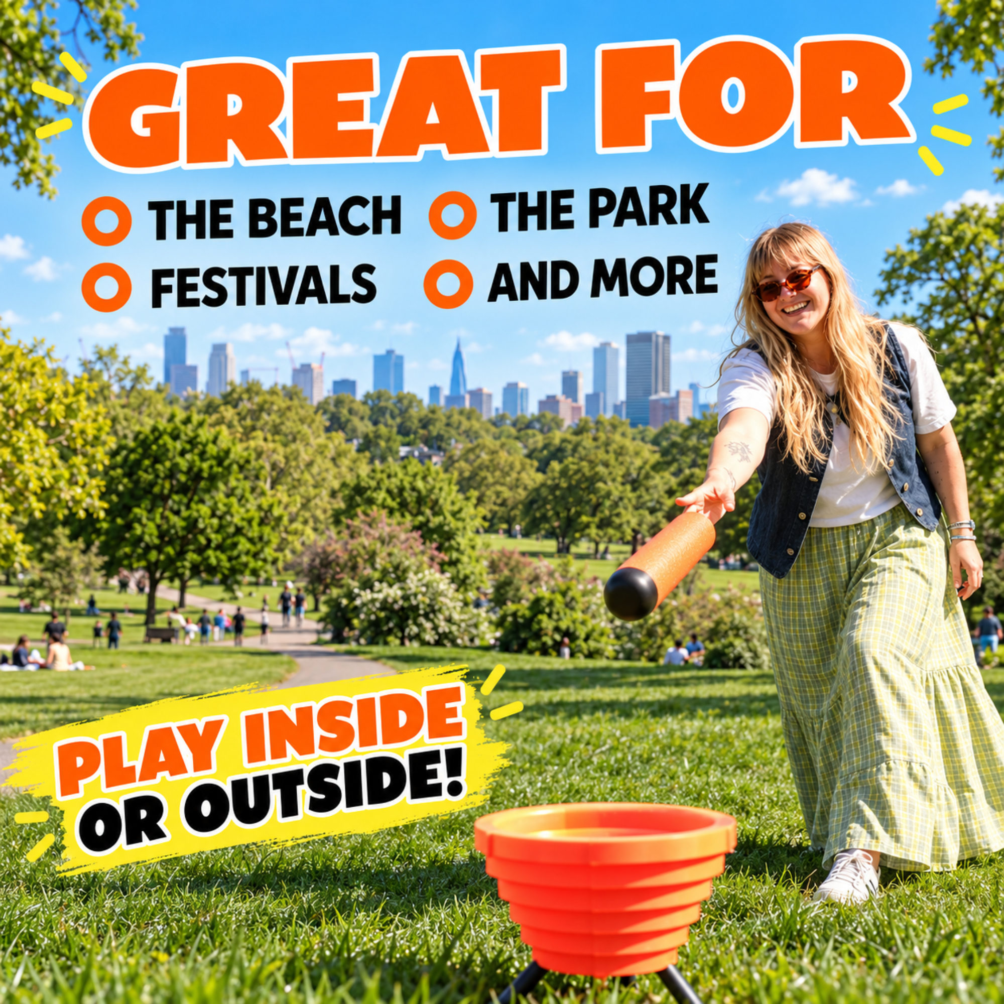 Big Potato Games Noodle Flip Outdoor Ring Toss Game for Kids 8-12, Teens