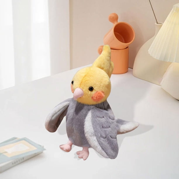 Marioneta de mano de loro, peluche de pájaro, regalo para niños, cómodo juguete de peluche, ideal para contar cuentos, espectáculos, teatro y Amarillo y gris