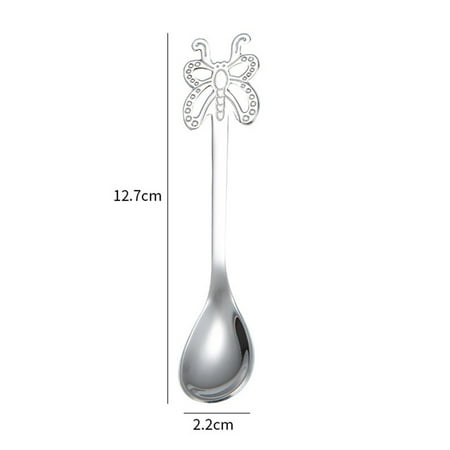 

Lierteer 5pcs Stainless Steel Coffee Teaspoon Butterfly Dessert Spoon Mixing Spoons