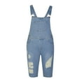 thumbnail image 4 of Bib Overall Shorts for Men Denim,Mens Ripped Denim Shorts Bib Overall Jean Romper Casual Loose Fit Walkshort Dungaree Rompers Pants, 4 of 9