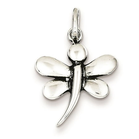 925 Sterling Silver Antiqued Dragonfly Charm Pendant