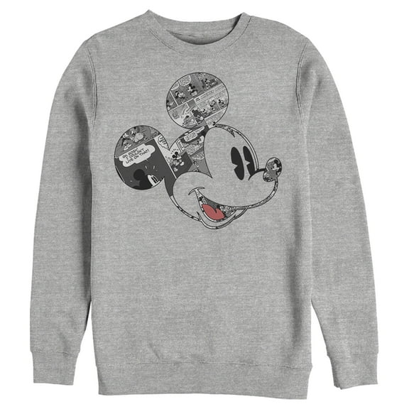 Men's Mickey & Friends Comic Book Face Sweatshirt Athletic Heather Small