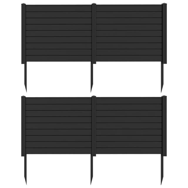 Costway 2 PCS 48"L x 37.5"H Air Conditioner Fence Screen Panel Kit with 3 Ground Stakes Black