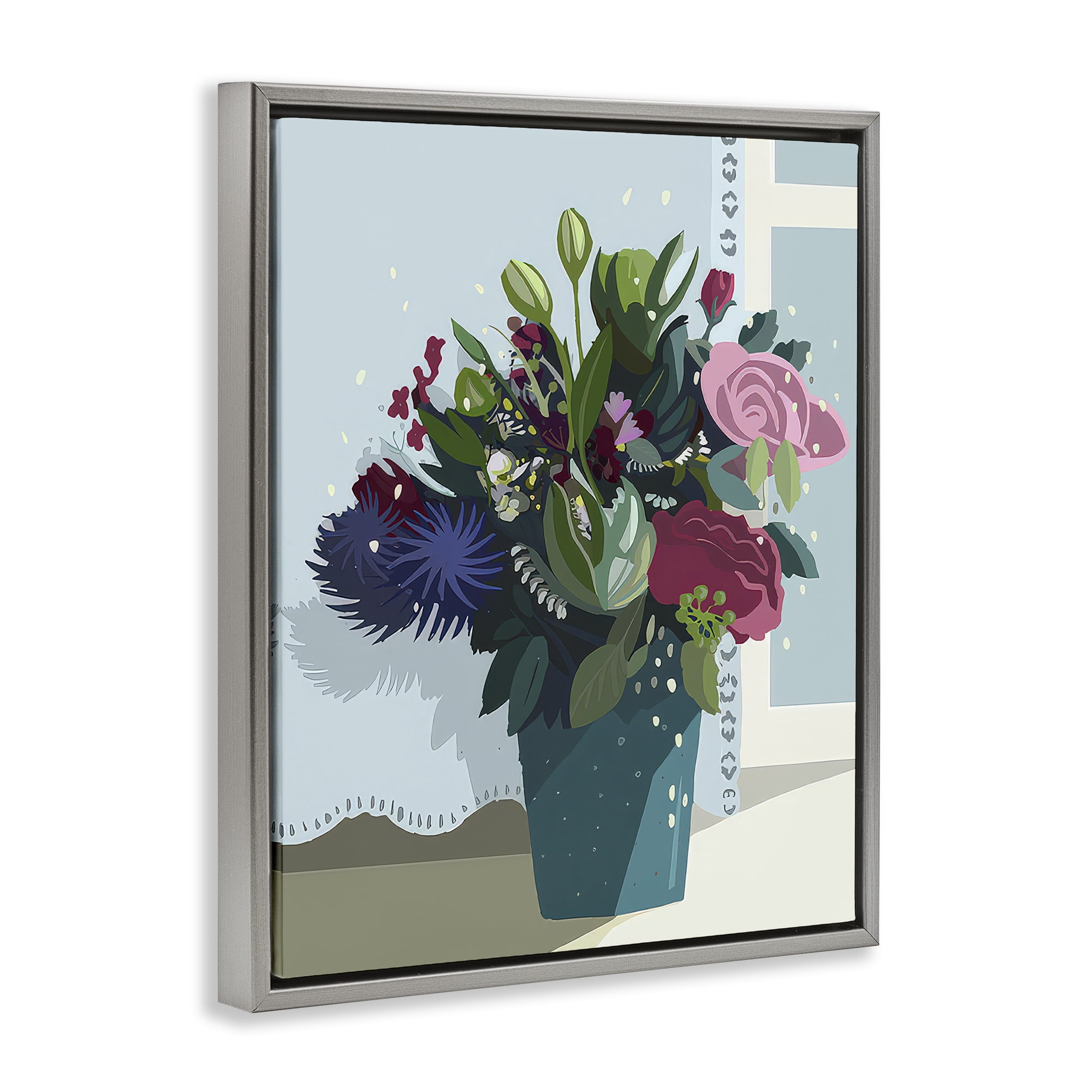 Stupell Industries After The Wedding Bouquet Plants & Flowers Painting Gray Floater Framed Canvas Art Print Wall Art, 25 x 31