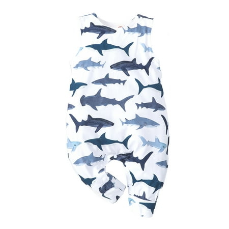 

Binpure Sleeveless Dinosaur/ Whale/ Planet/ Shark Print Round Neck Jumpsuit