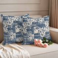 thumbnail image 2 of Watercolor Floral Outdoor Waterproof Pillow Covers, Vintage Country Tribal Tie-dye Flowers Blue Decorative Square Throw Pillowcase Sofa Cushion Sham for Patio/Couch/Chair, 26"x26" 2 Pack, 2 of 8
