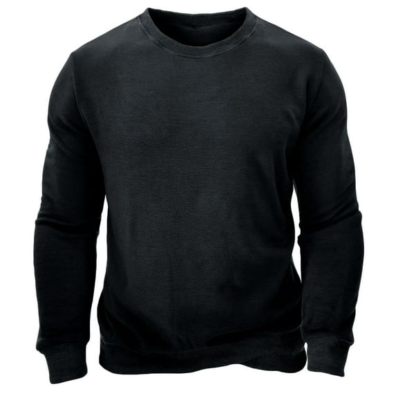 successthop Pullover Sweatshirt Men Fleece Crewneck Long Sleeve Tops No Hood Stylish Sweater Solid Casual Clothes Black