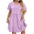 thumbnail image 2 of OSFVNOXV Womens Plus Size Dresses ,L-5XL Petite Casual Mini Dress with Short Sleeves,Summer 2025 Loose Fit Sundress for Beach Vacation Wedding, 2 of 8