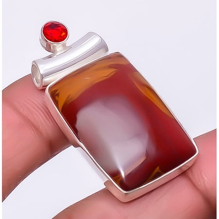 Noreena Jasper, Red Garnet 925 Sterling Silver Pendant 1.56" P111, Christmas