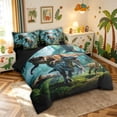 thumbnail image 2 of meiyoeat Forest Dino King Bedding for Boys Men, Farmhouse Animal King Bed in a Bag, Green, Black Reversible, 7-Piece, 2 of 5