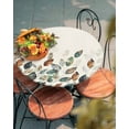 thumbnail image 4 of Fitted Round Tablecloths Table Covers 36-44in,Thanksgiving Day Fall Botanical Leaves Waterproof Elastic Edged Table Cloth for Kitchen Dining Holiday Party Tables,Watercolor Foliage on Faint Yellow, 4 of 6