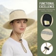 thumbnail image 3 of Tirrinia Fishing Hiking Hat for Women Safari Sun Hat Wide Brim Camping Hiking Fishing Hunting Boating Safari Cap with Adjustable Drawstring Boonie UPF 50+ Tan, 3 of 7