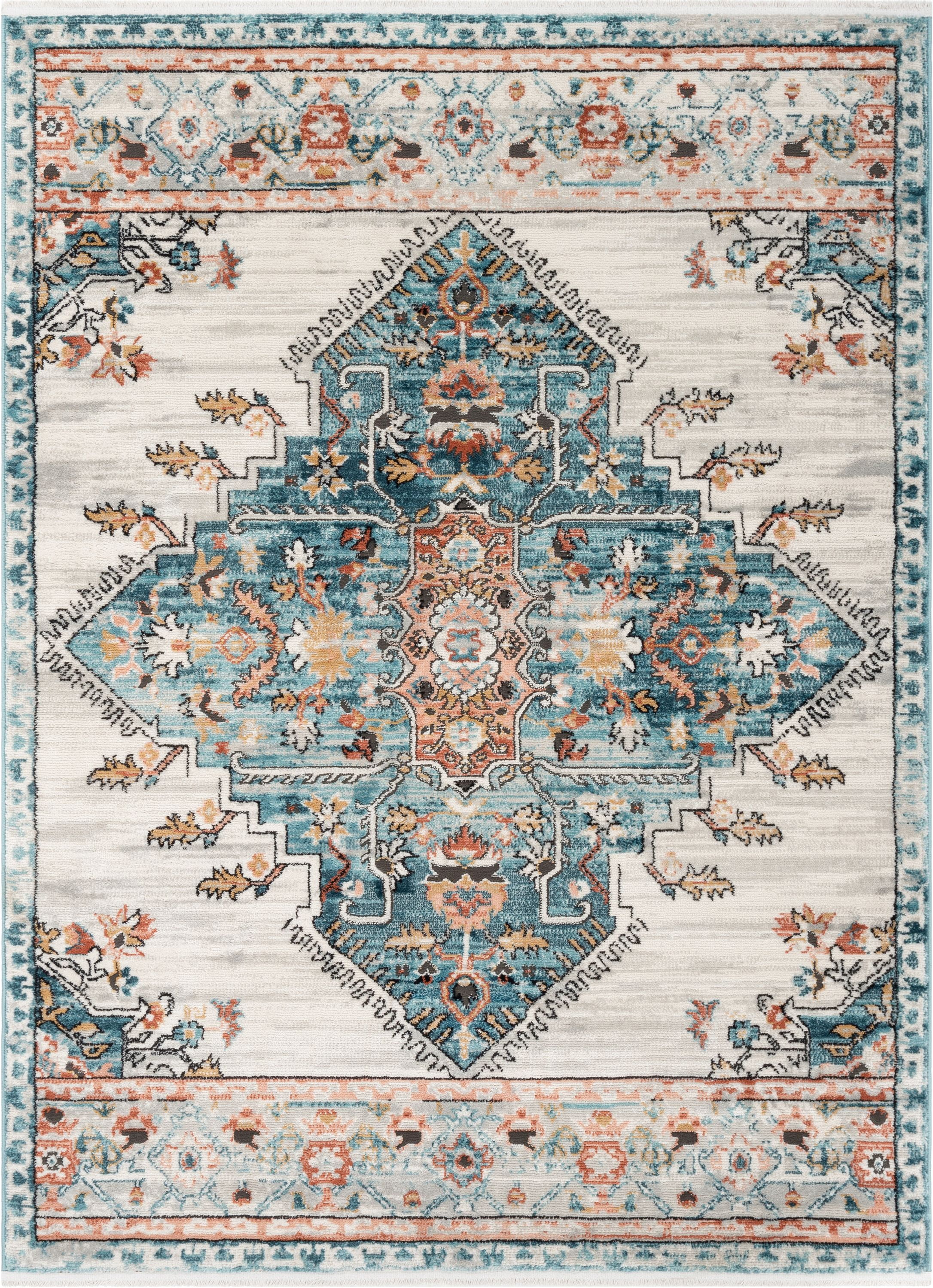 Well Woven Indira Manor Vintage Bohemian Medallion Oriental Blue 5'3" x 7'3" Area Rug
