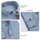thumbnail image 5 of Camisa de manga larga para hombre Camisa con botones y cuello vuelto de color puro a la moda con bolsillo para citas, 5 of 5
