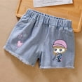 thumbnail image 2 of Favoffer Girls' Summer Solid Denim Shorts - Elastic Waist, Trendy Thin & Versatile for Daily Travel Party Home, Toddler 3-6Y & Big Girl 7-13Y, 2 of 3
