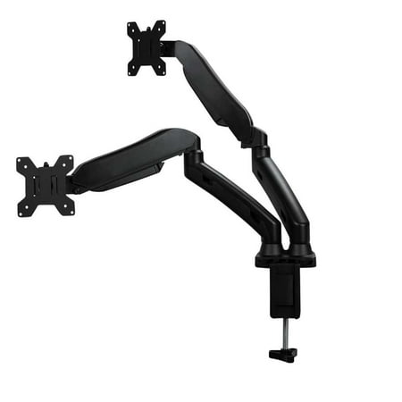 NavePoint Dual Fully Adjustable Gas Spring C-Clamp LCD Monitor Sit-Stand Desk Mount up to 27