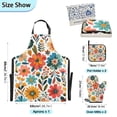 thumbnail image 3 of Colorful Flower with Plant 5 Pcs Kitchen Set Heat Resistant Oven Mitts and Non-Slip Pot Holders with Adjustable Cooking Apron, 3 of 6