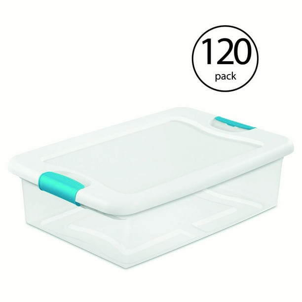 Sterilite 32-Qt Clear & Blue Stackable Latching Storage Box Container