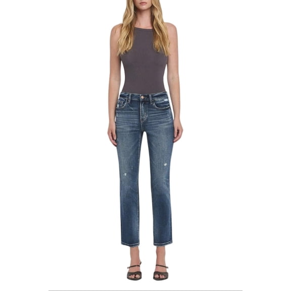 Flying Monkey - Benefactor High Rise Ankle Slim Straight Jeans with Slight Distressing (28" Inseam) - F5223